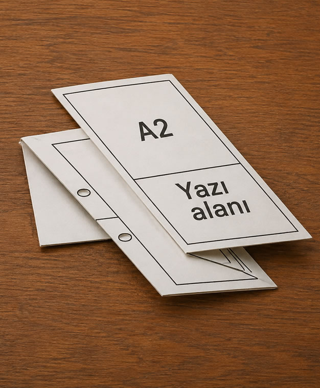 A2 kağıdının katlanması. katlanmış hali