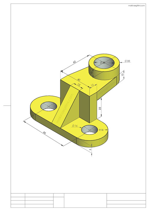dimensioned isometric drawing solid model
