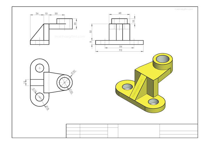 3 view technical drawing a3