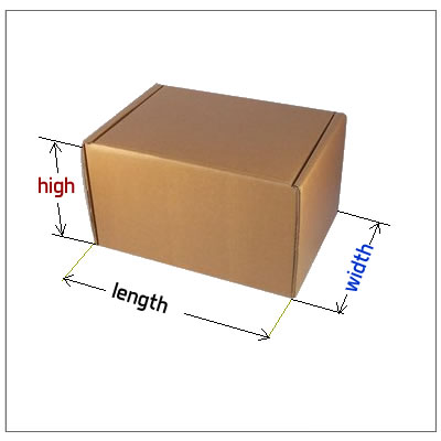 box dimensions width length high