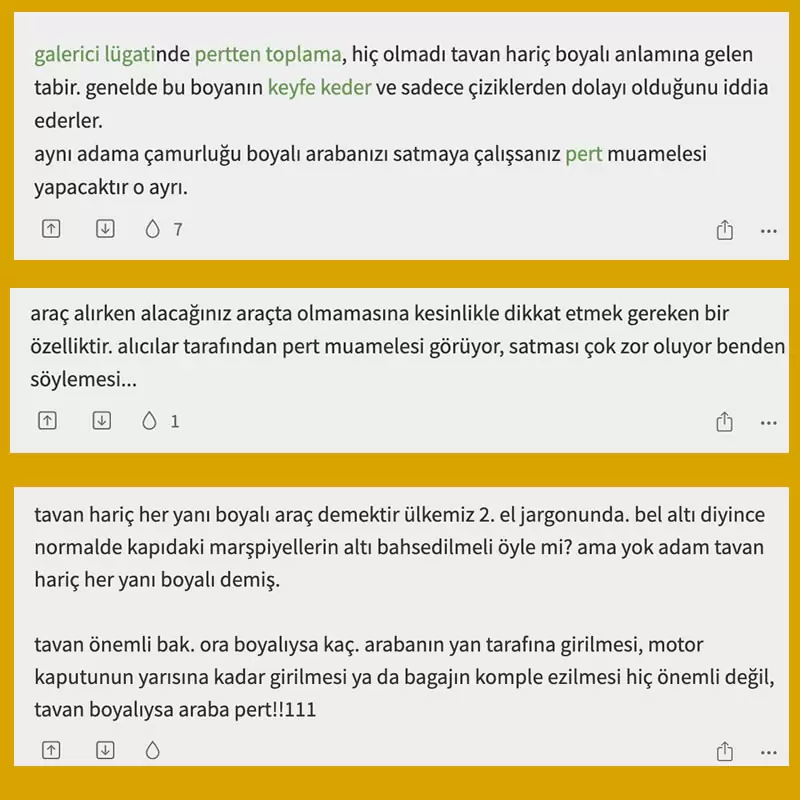 bel altı boyalı araç sosyal medya yorumlar öneriler