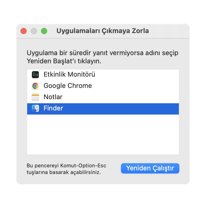 macbook uygulamaları çıkmaya zorla