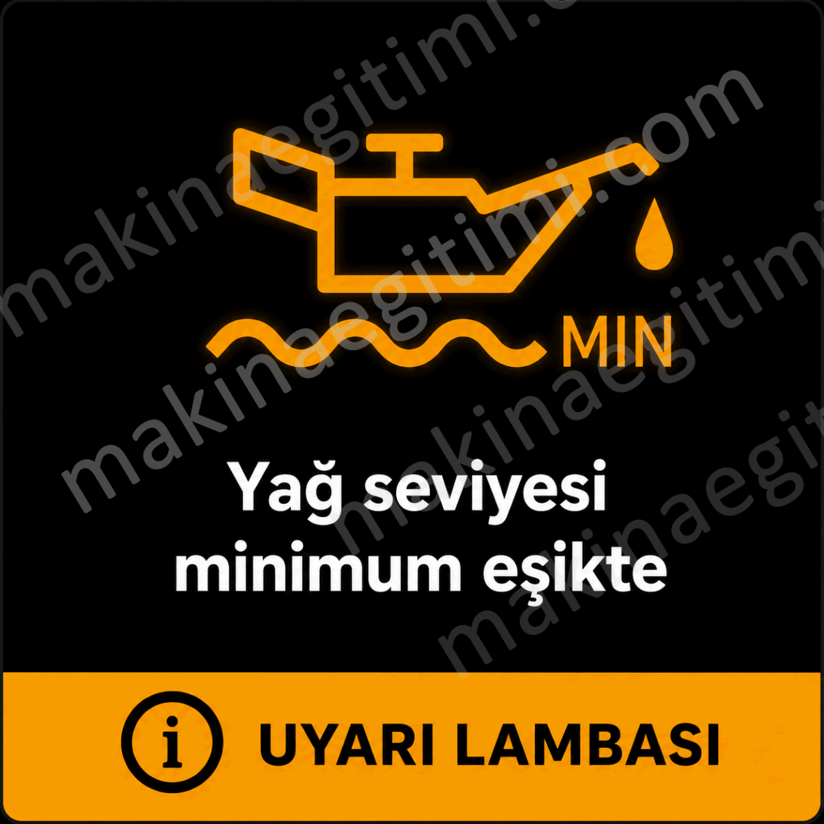 yağ seviyesinin minimum eşikte olduğunu bildiren araç gösterge paneli uyarı lambası