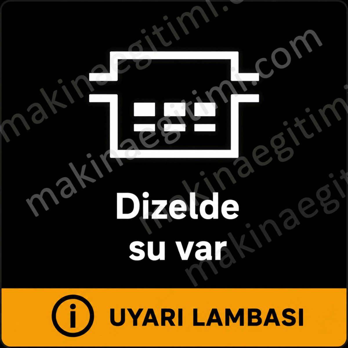 dizel araçların gösterge panelinde görünen dizelde su olduğunu anlatan uyarı lambası
