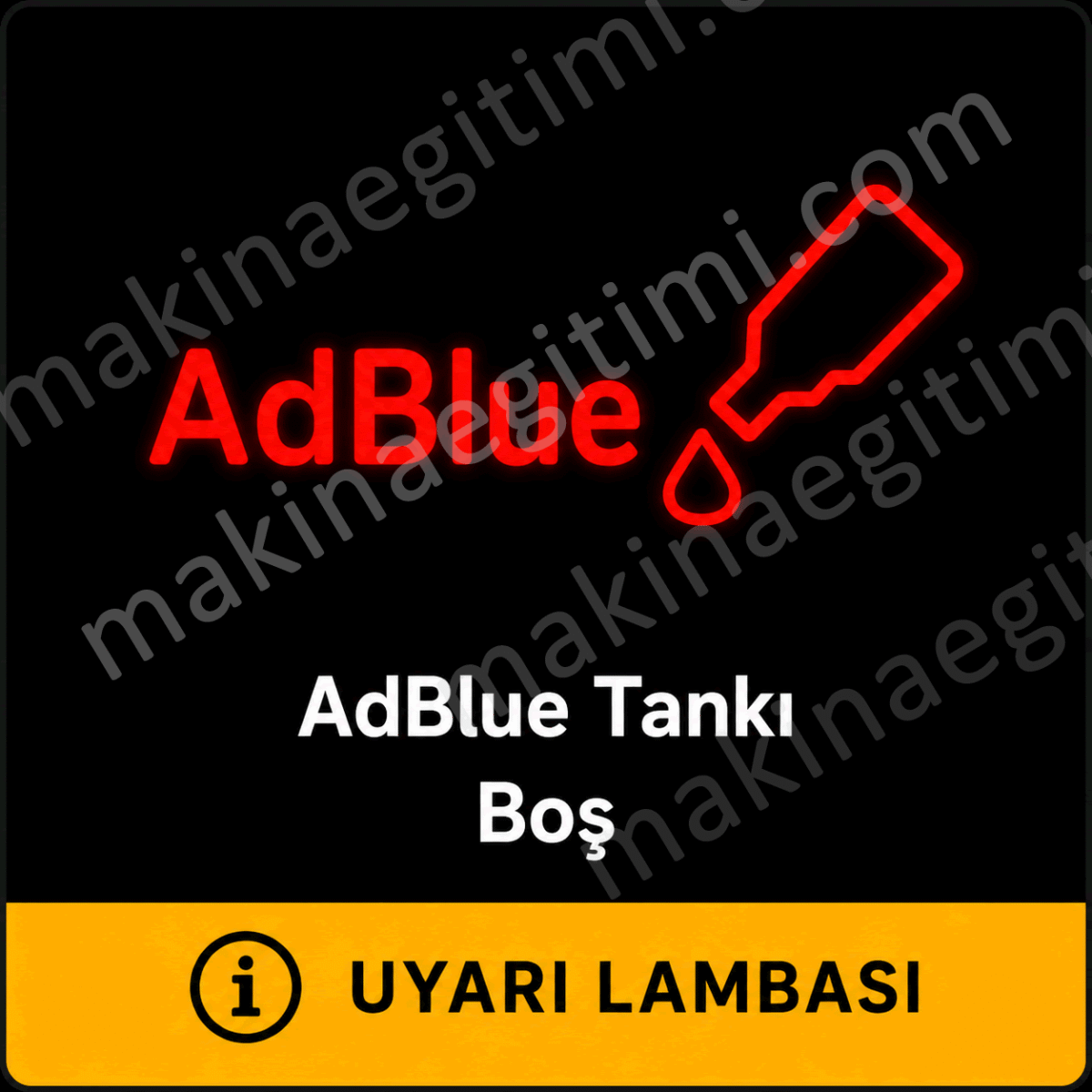 ad blue tankı boş anlamına gelen araç gösterge paneli uyarı lambası