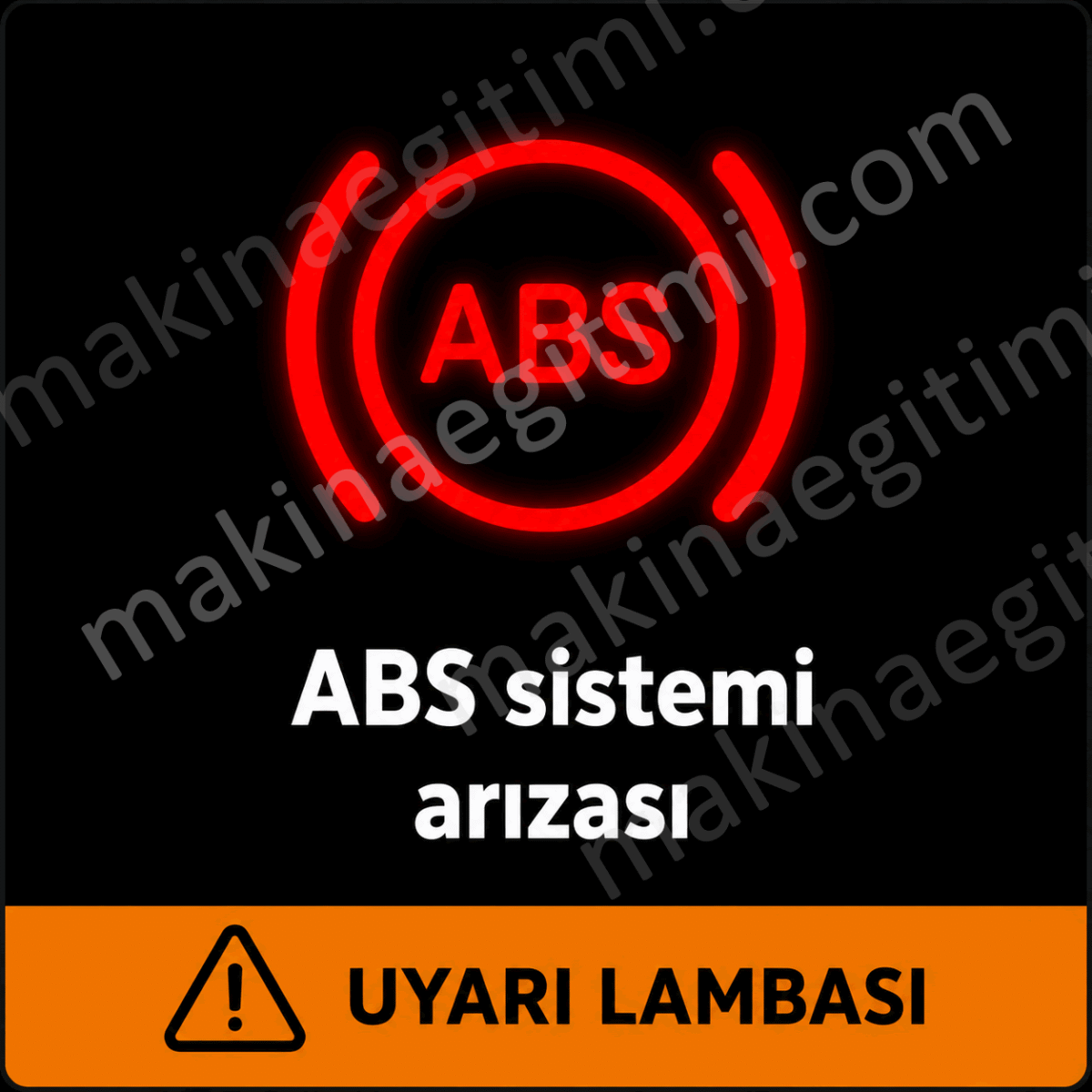 ABS fren sistemi arızasını gösteren araç uyarı lambası
