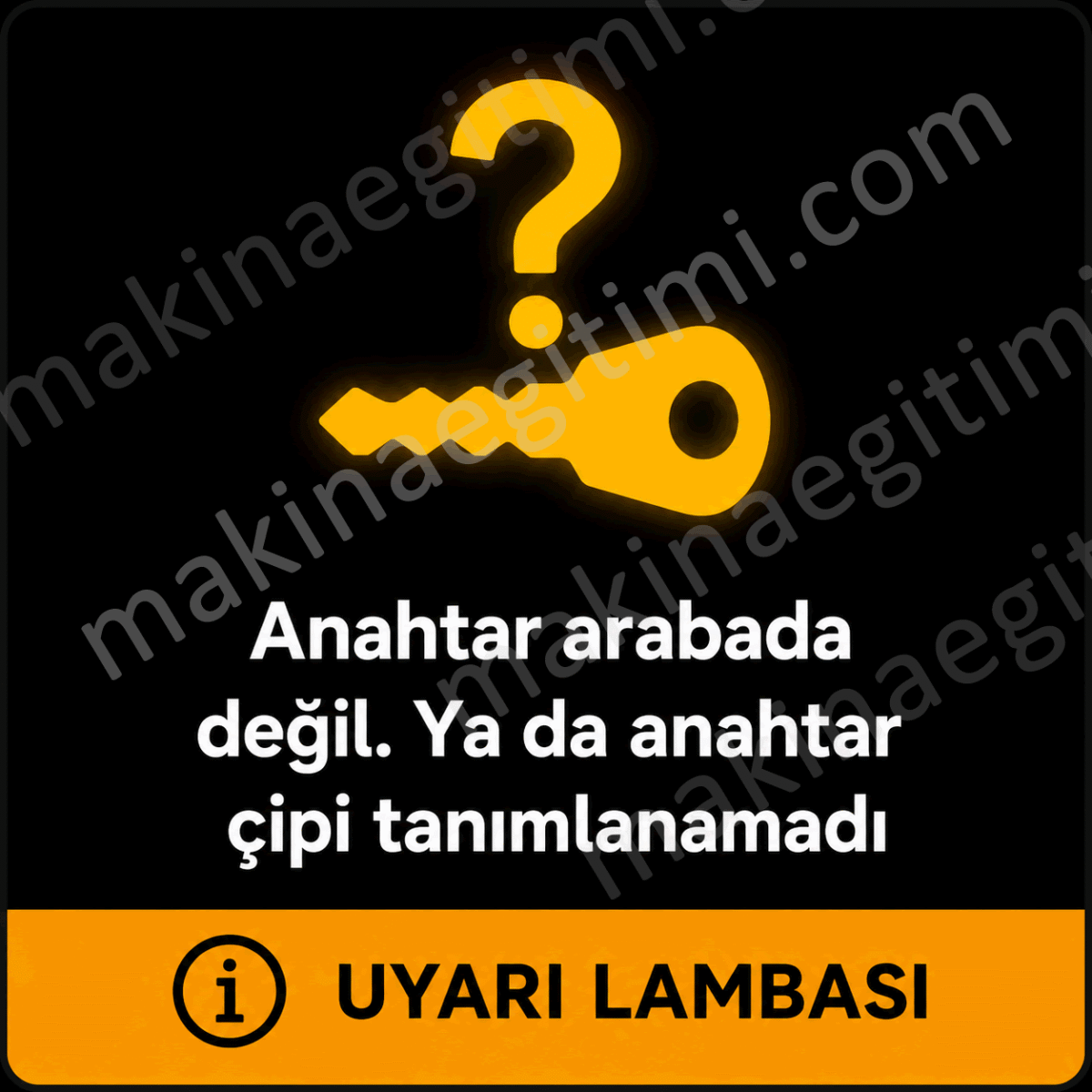 immobilizer arızasını anlatan araç uyarı lambası