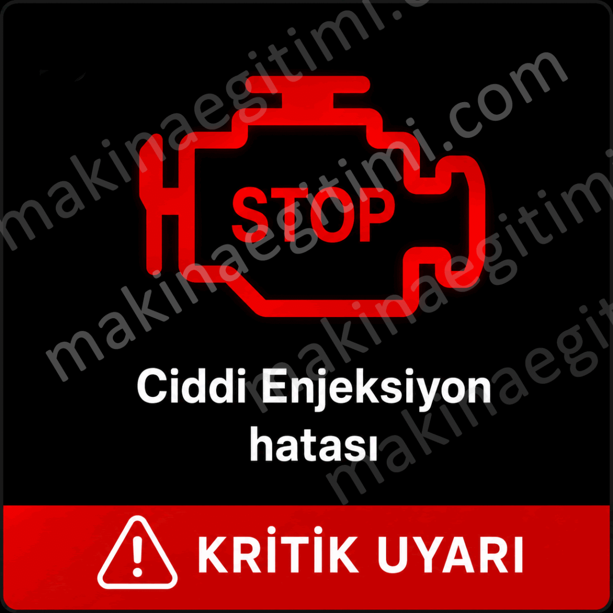 araç ön paneldeki ciddi enjeksiyon hatasını anlatan kritik uyarı lambası
