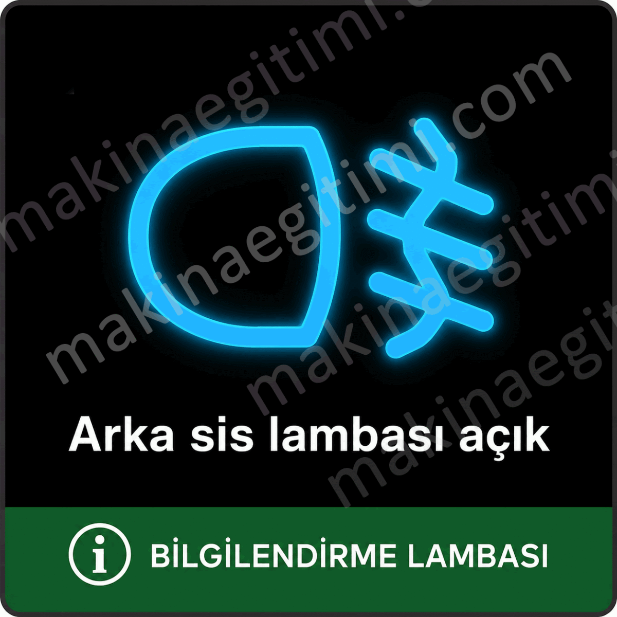 araç gösterge panelindeki arka sis lambası açık lambası