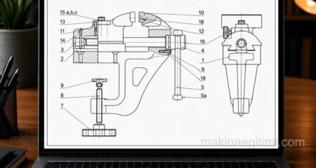 Vise Technical Drawing – Assembly and Detail Manufacturing Drawing