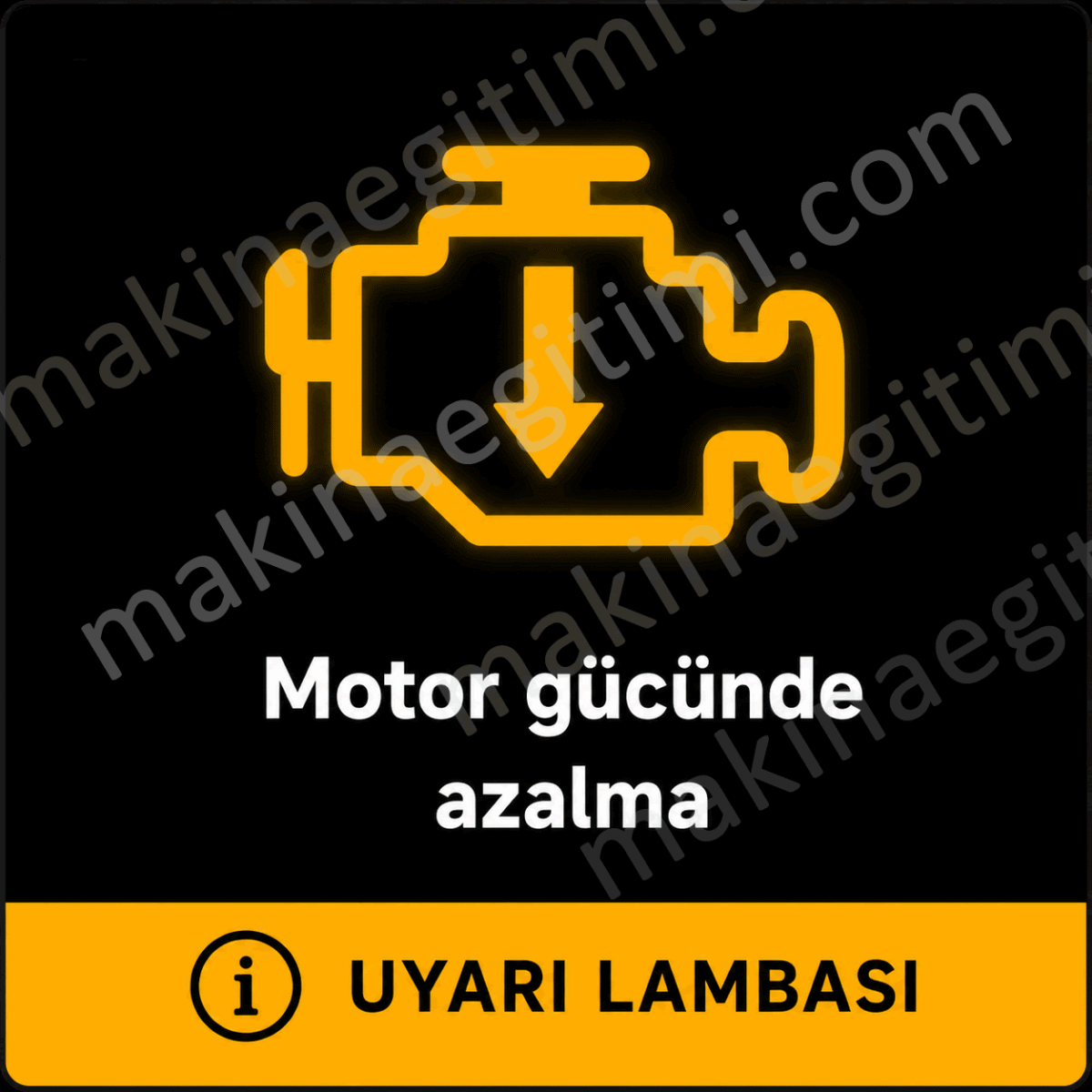 Motor gücünde azalmayı gösteren uyarı lambası