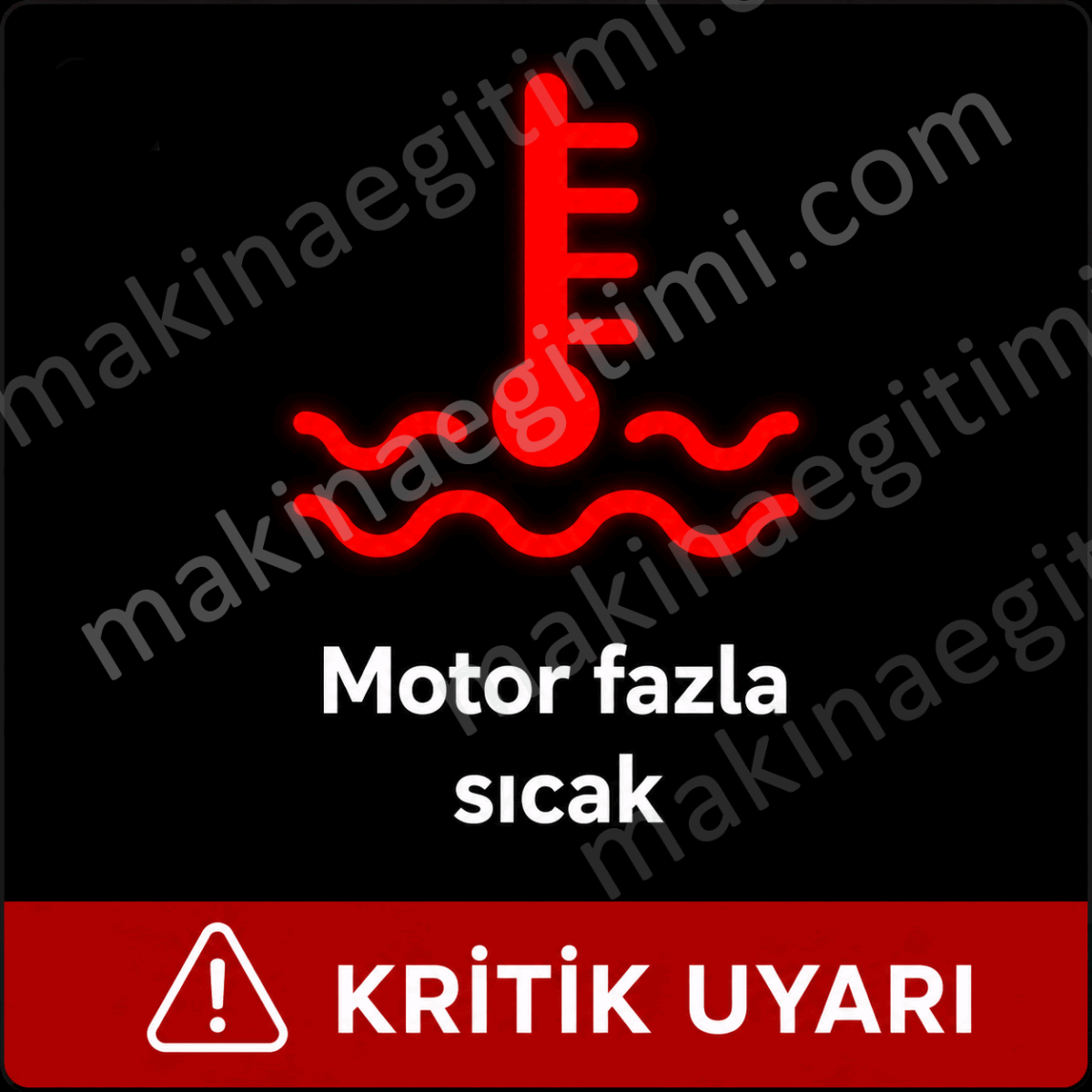 motorun hararet yaptığını anlatan kritik uyarı lambası