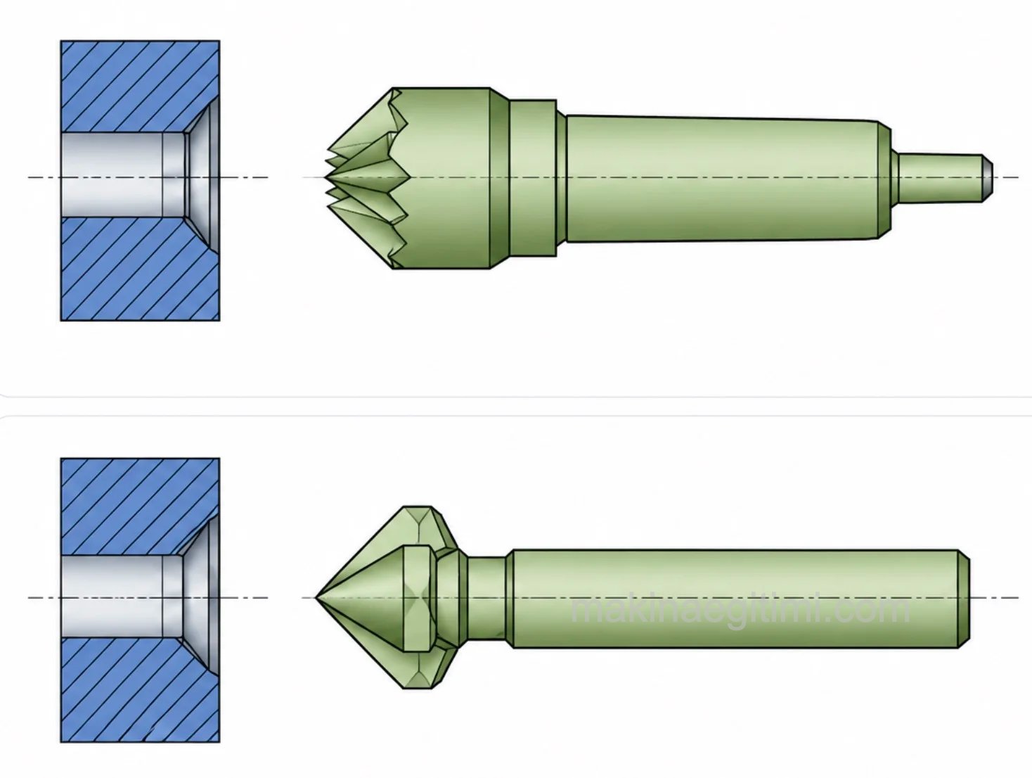conical countersink drill for profiled countersinking