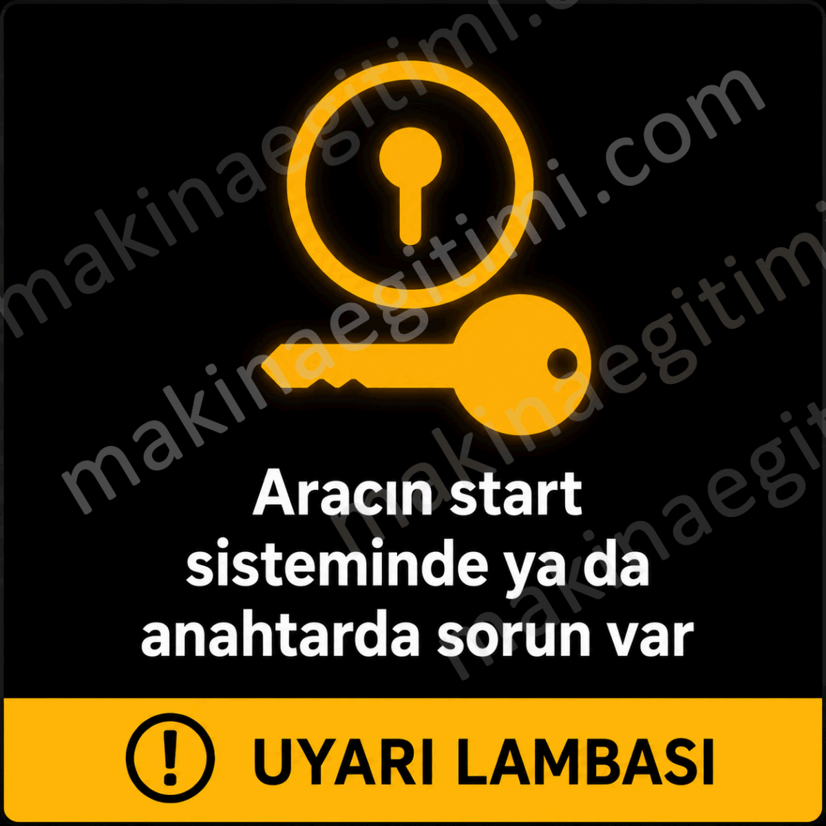 araç start sistemi problemi lambası. kırmızı anahtar-kilit