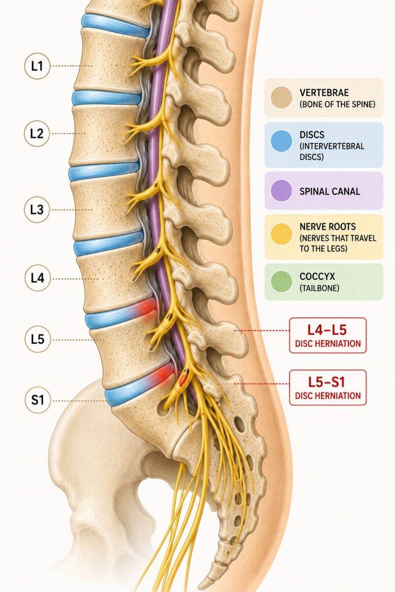 Anatomical structure of the lumbar vertebrae