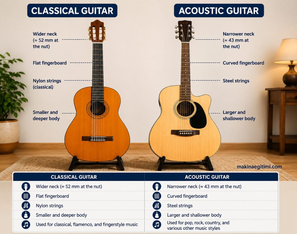 Differences Between Classical Guitar and Acoustic Guitar