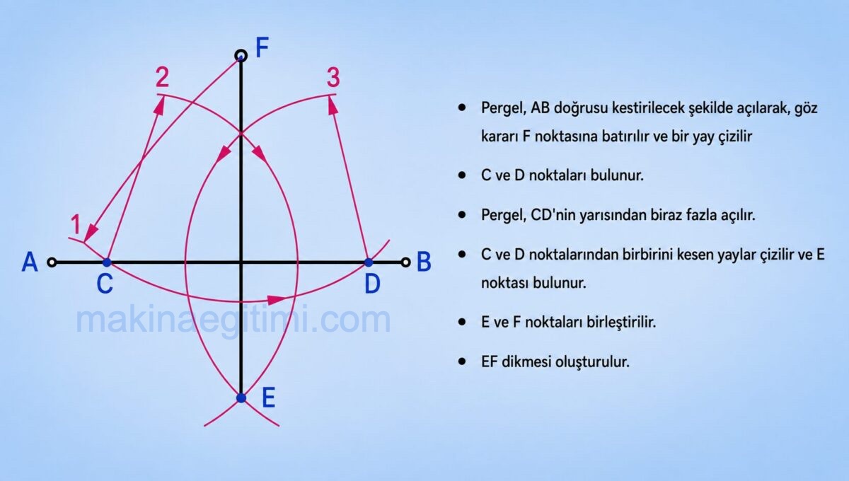 Doğruya üzerindeki noktadan dikme