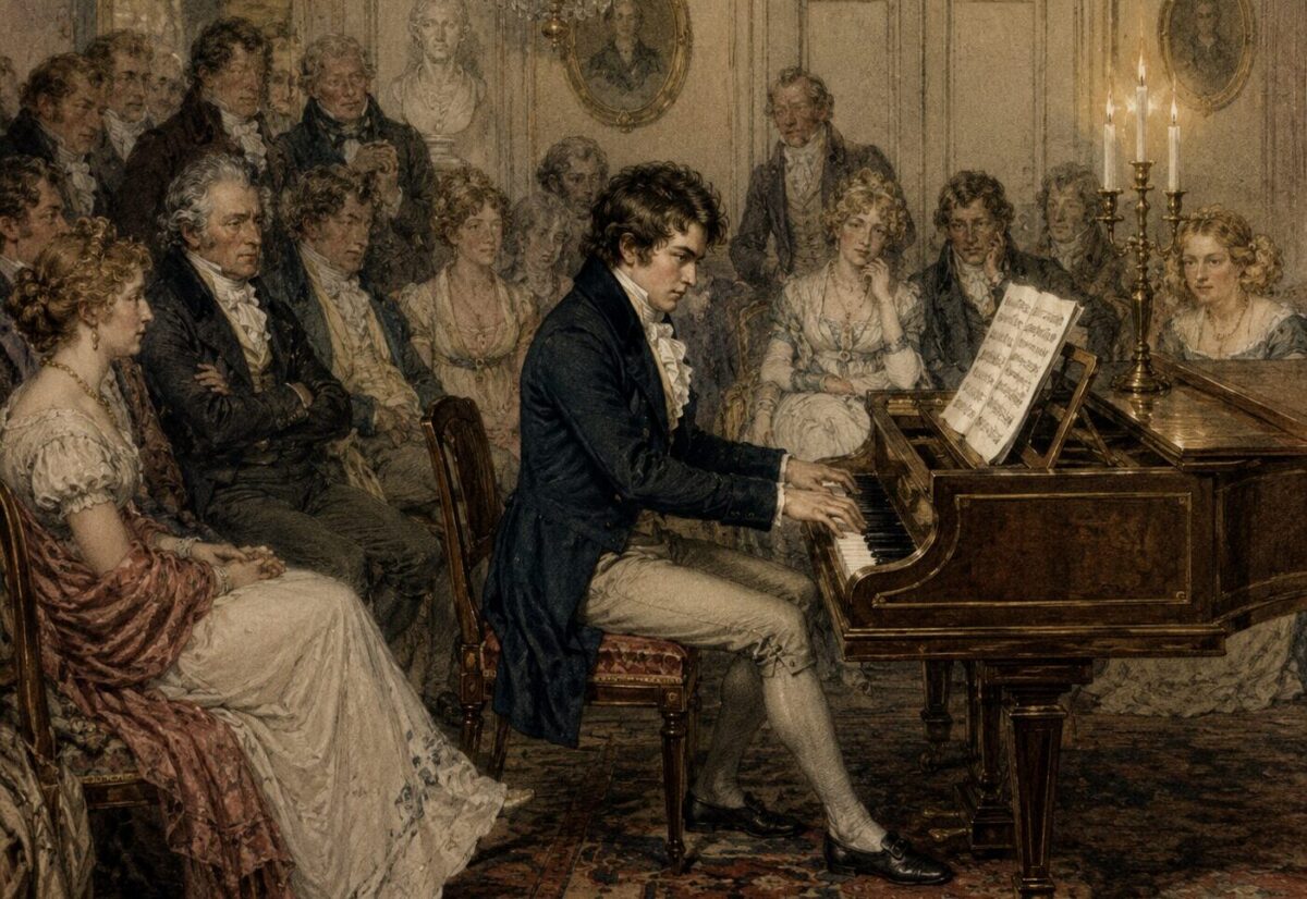 Beethoven playing the piano