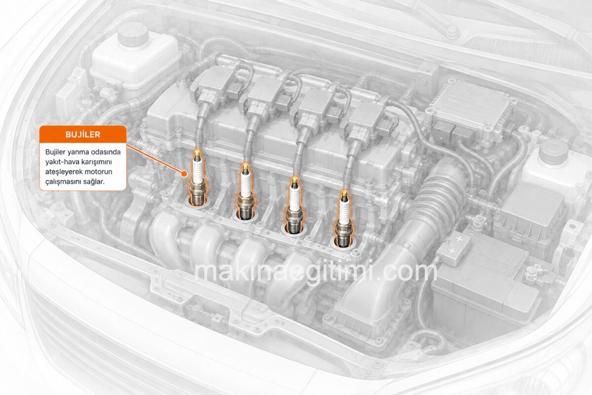 location of the spark plugs on the engine