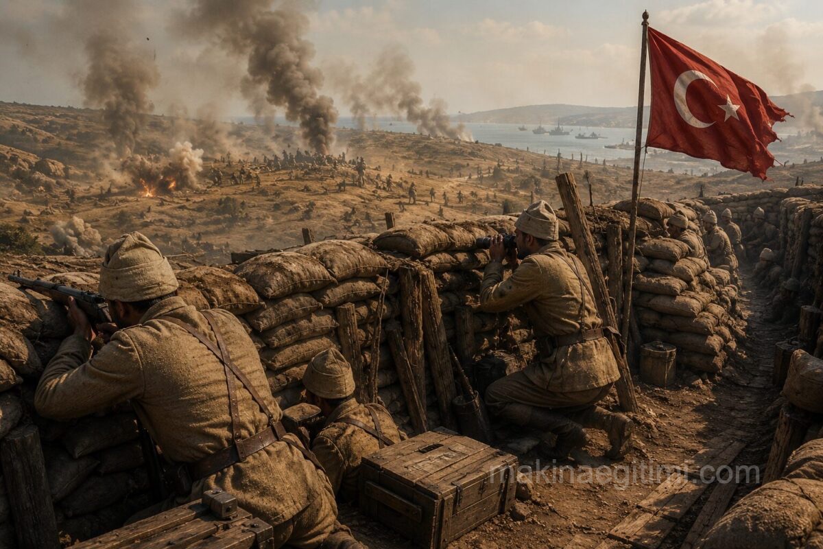 a scene from the trenches at Chunuk Bair