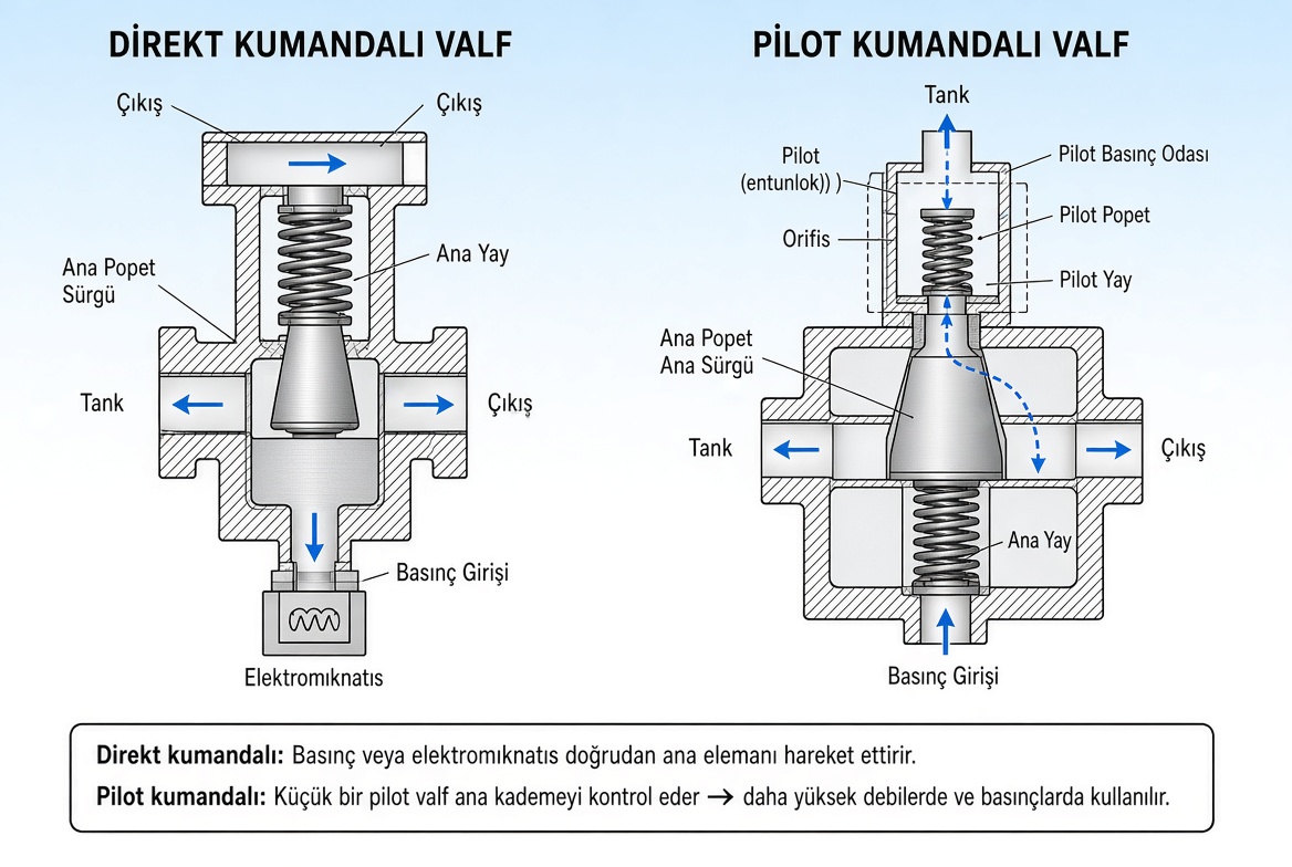 direk ve pilot kumandalı valf farkları