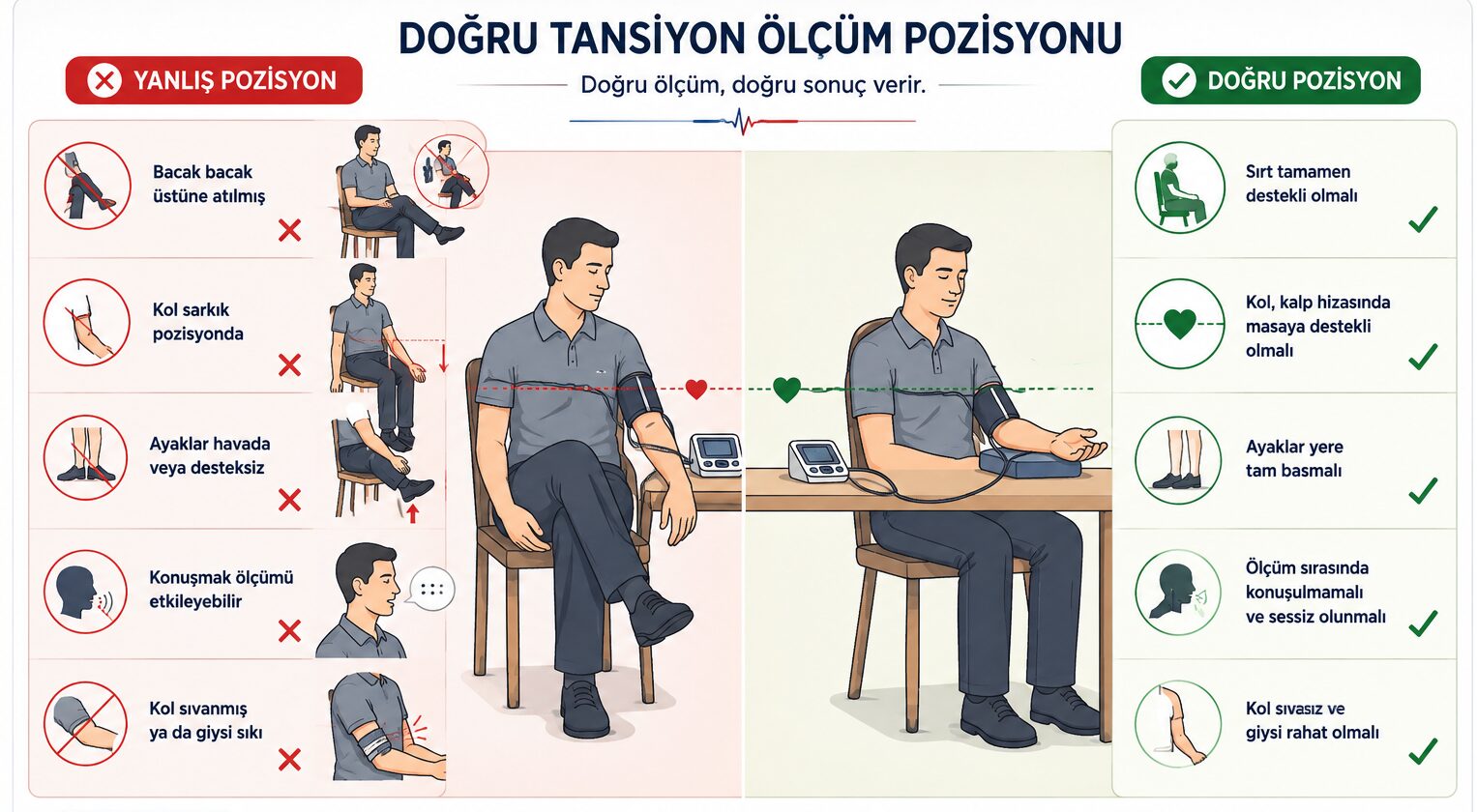 doğru tansiyon ölçüm pozisyonu
