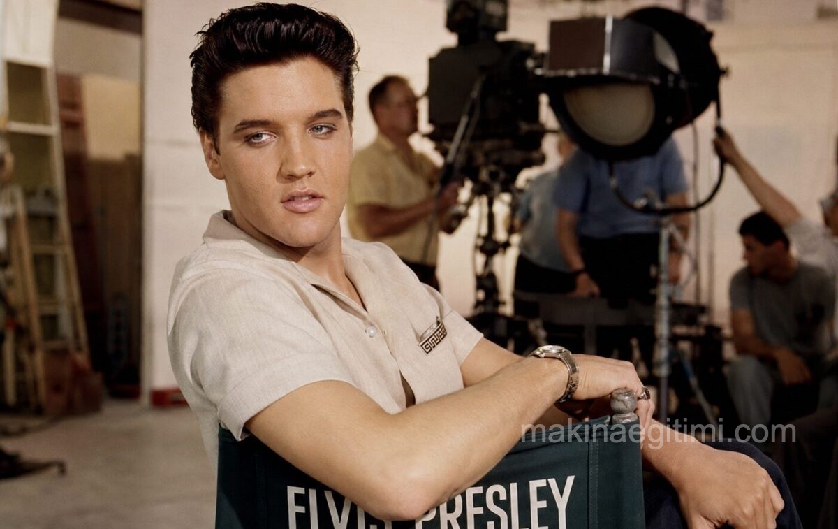 Elvis Presley on a film set