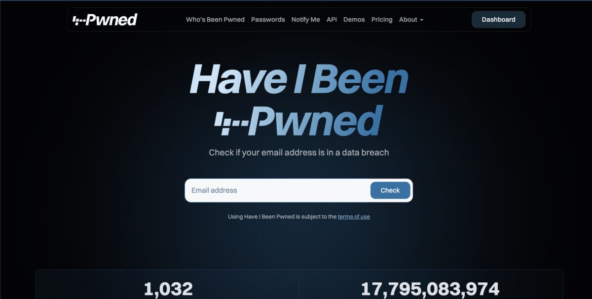 haveibeenpwned.com ara yüzü