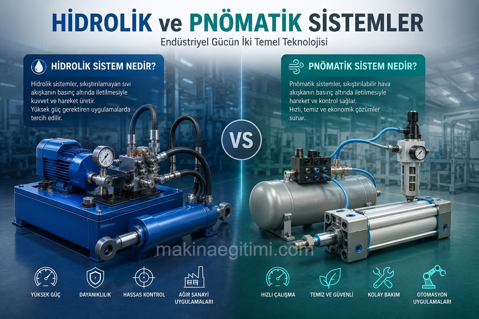the difference between hydraulic and pneumatic systems