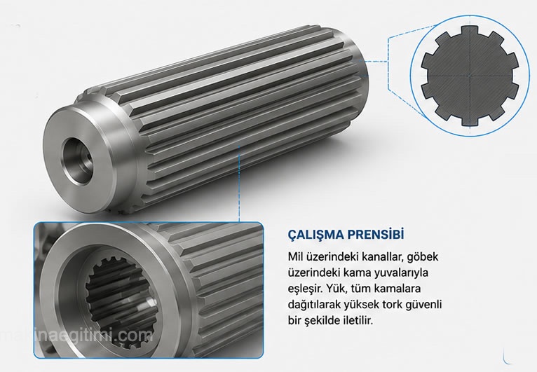 working principle of a splined shaft