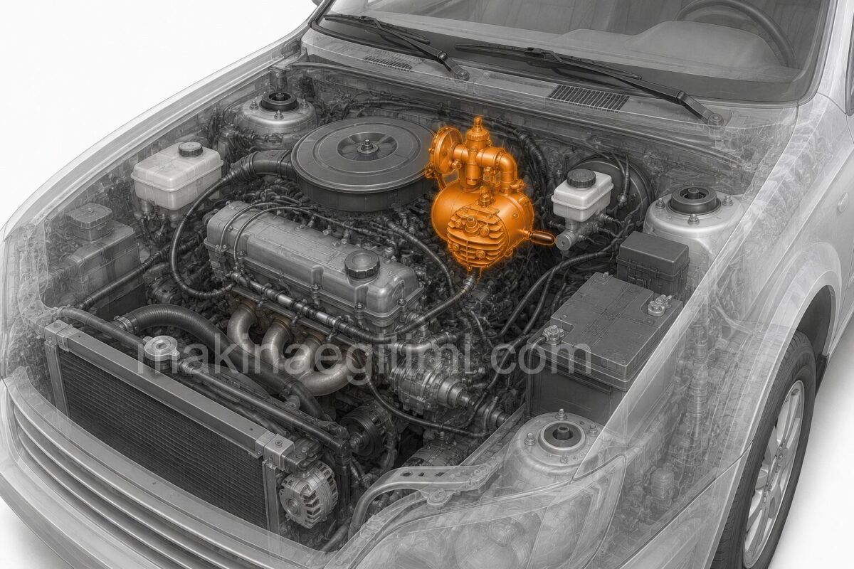 location of the carburetor inside the vehicle