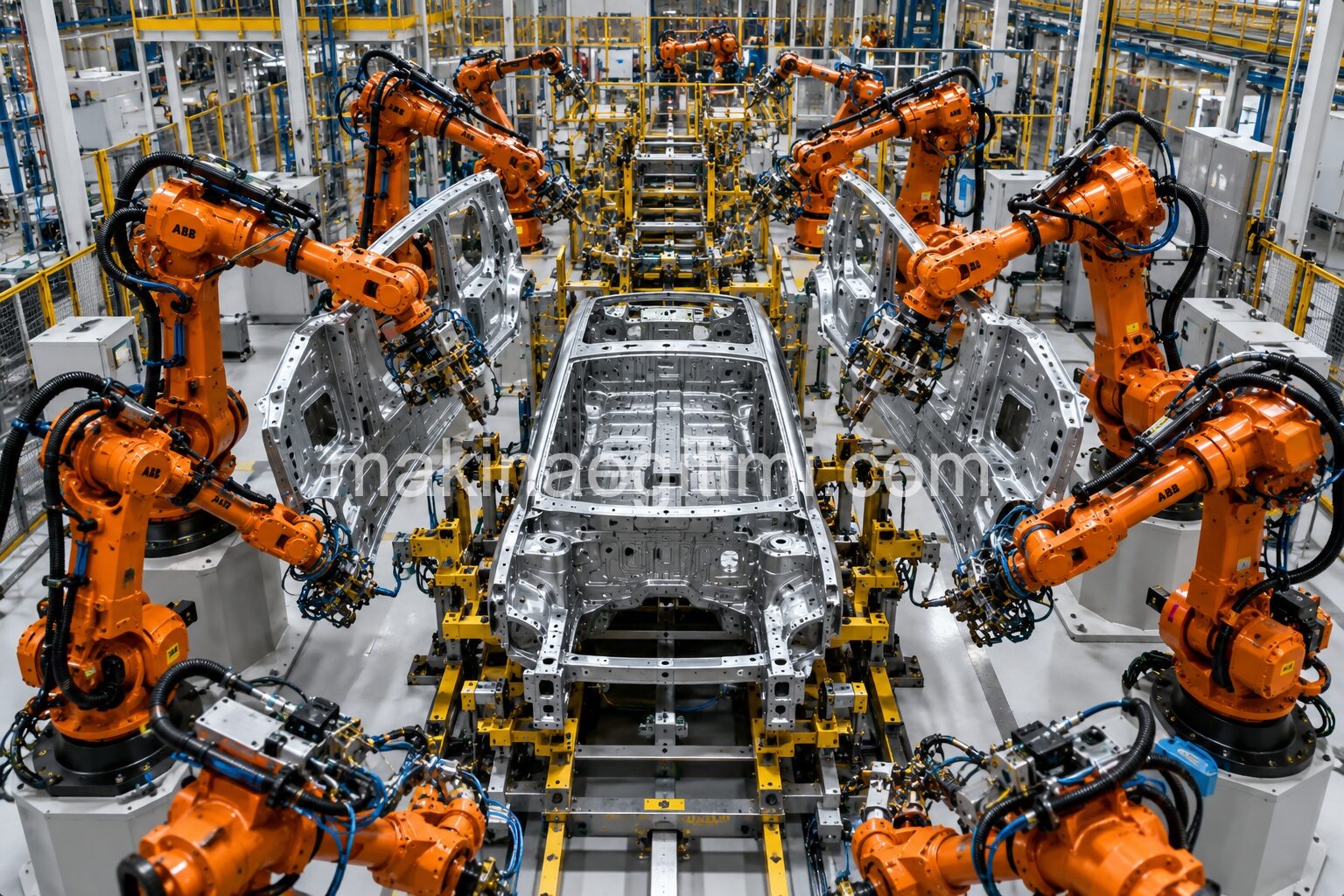 robotlarla araç imalatı framing istasyonu