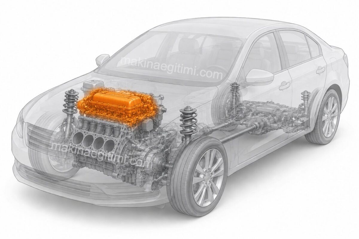 location of the cylinder head inside the vehicle