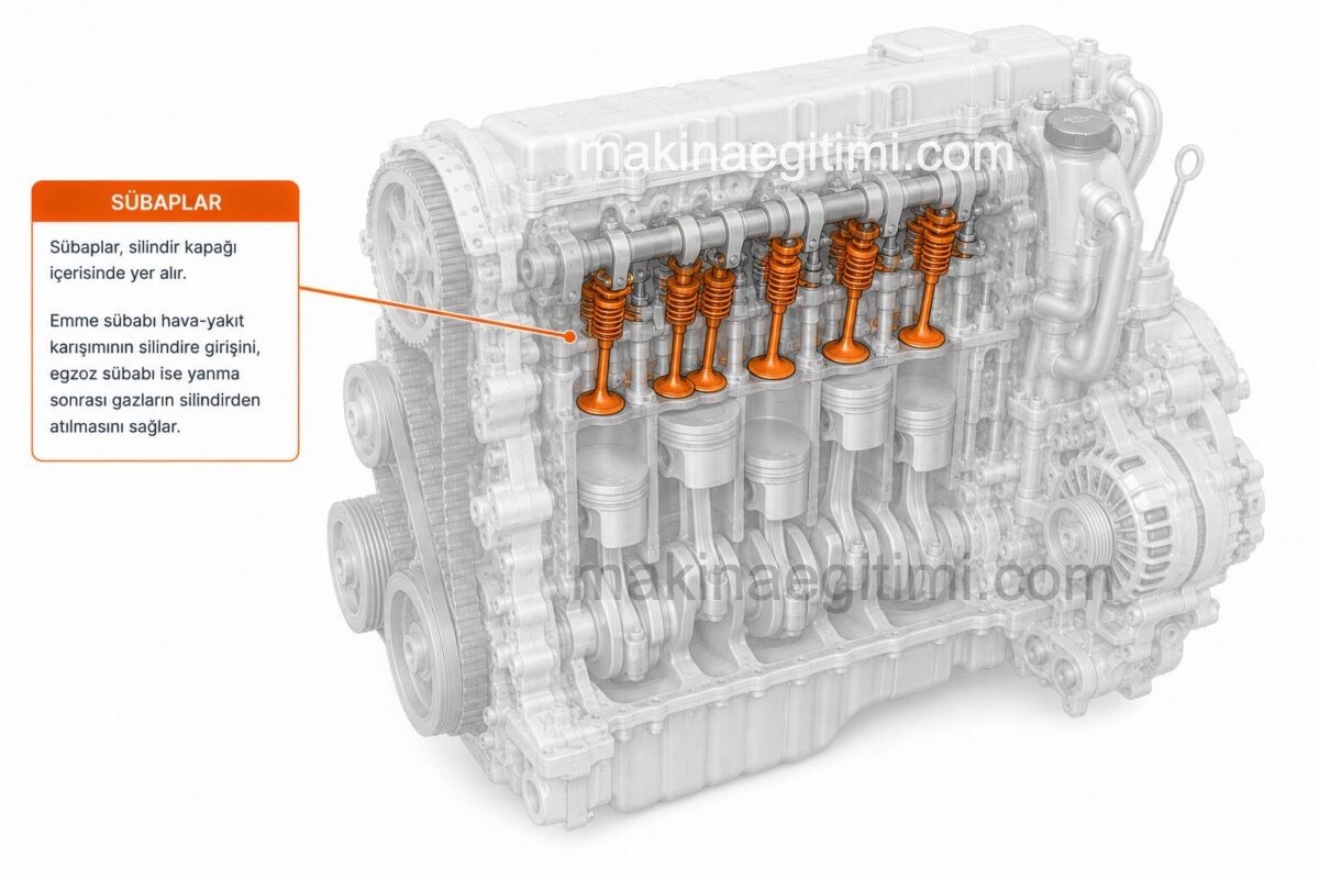 valves and their locations on the engine