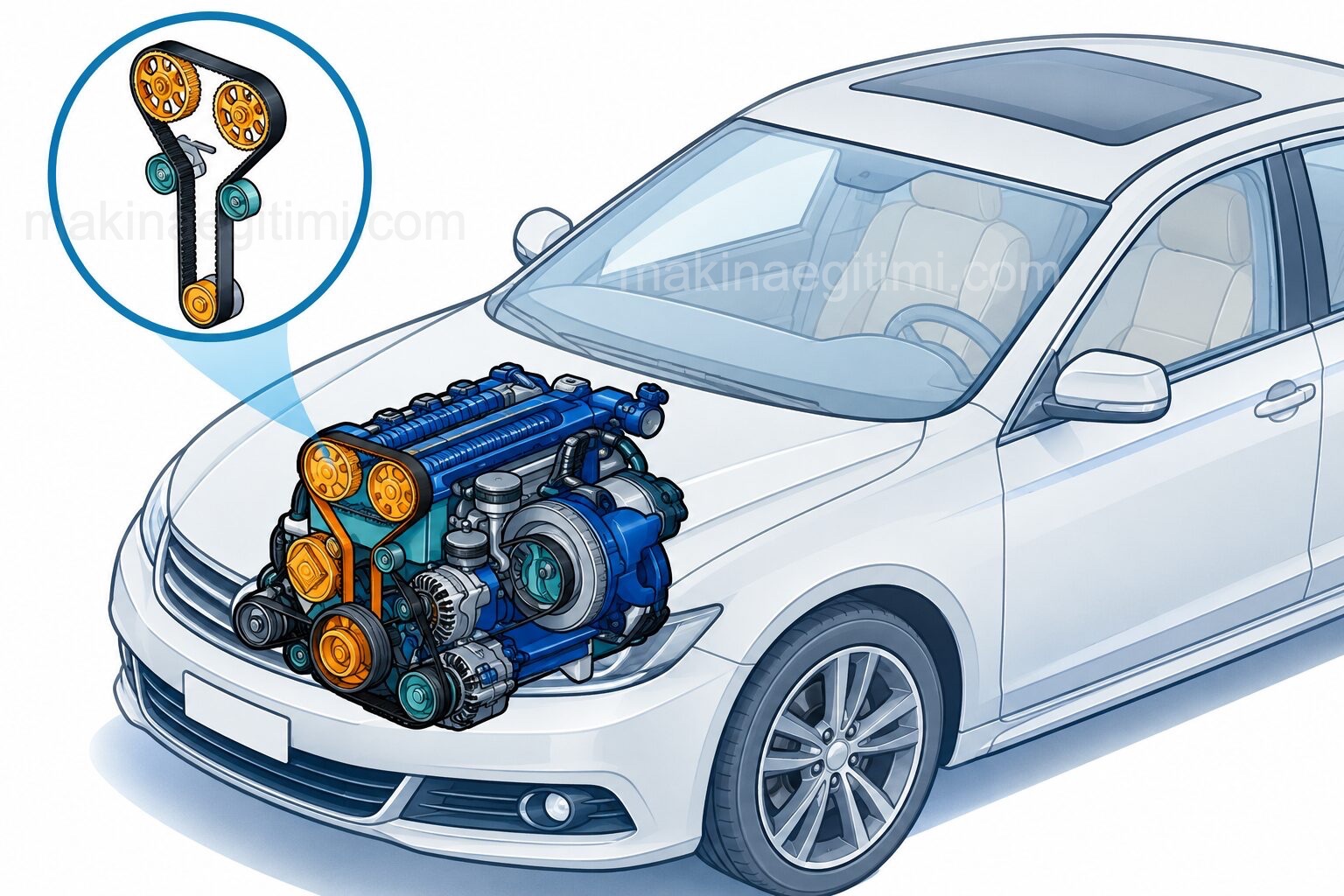 where is the timing belt located on the vehicle