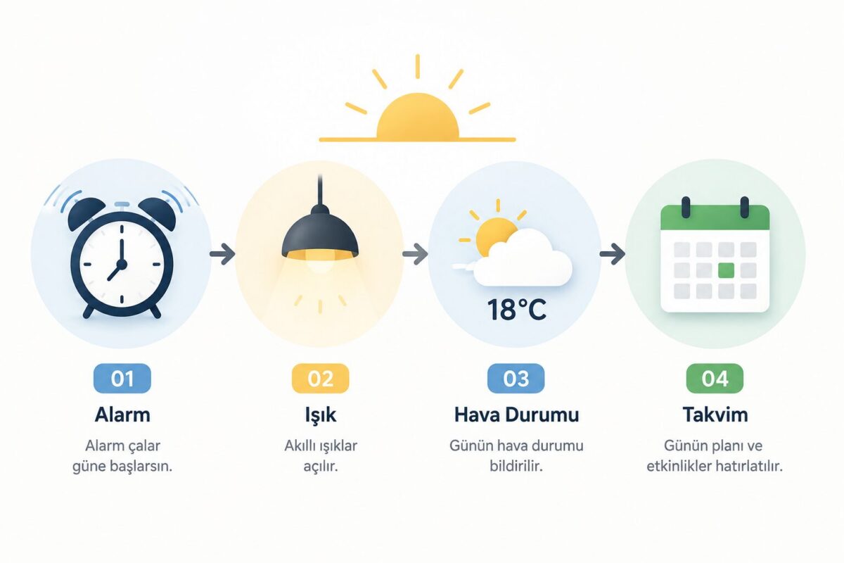 A simple infographic showing the flow of a morning routine