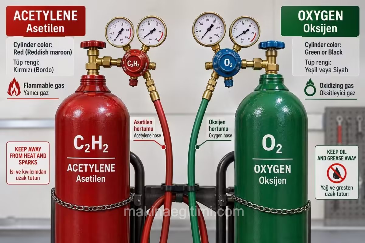 acetylene and oxygen cylinders