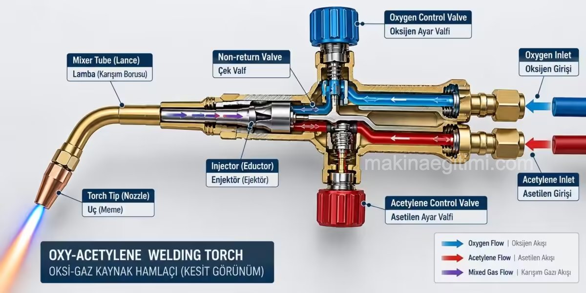 the welding torch used in oxy-acetylene welding
