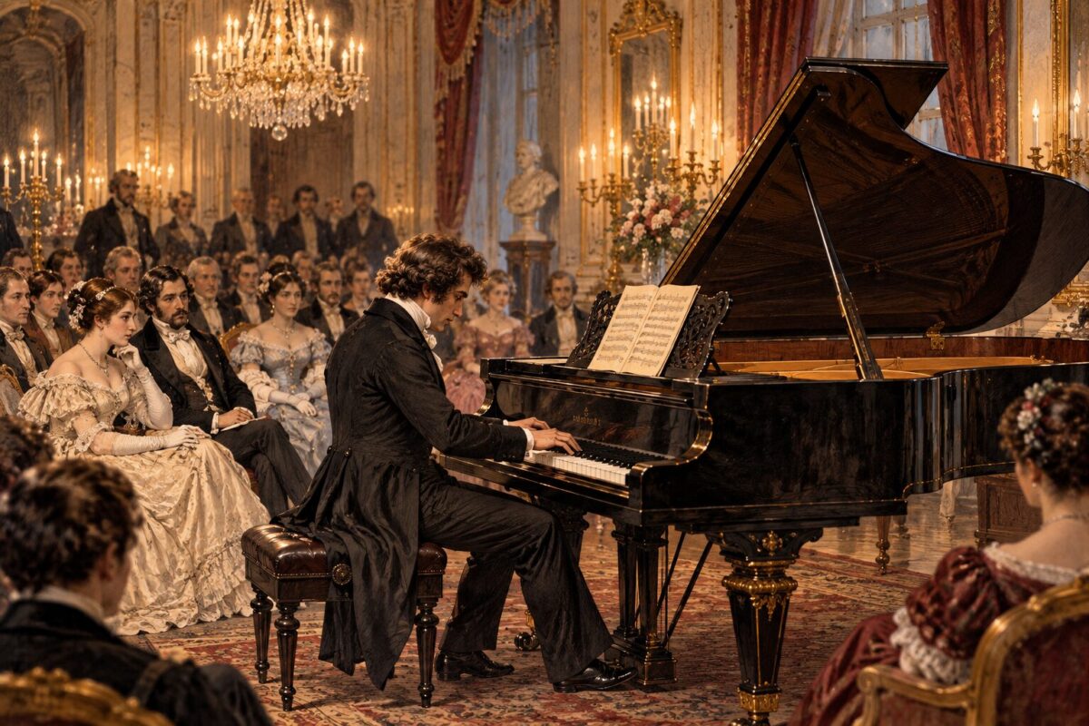 salon konserinde piyano çalan bir müzisyen