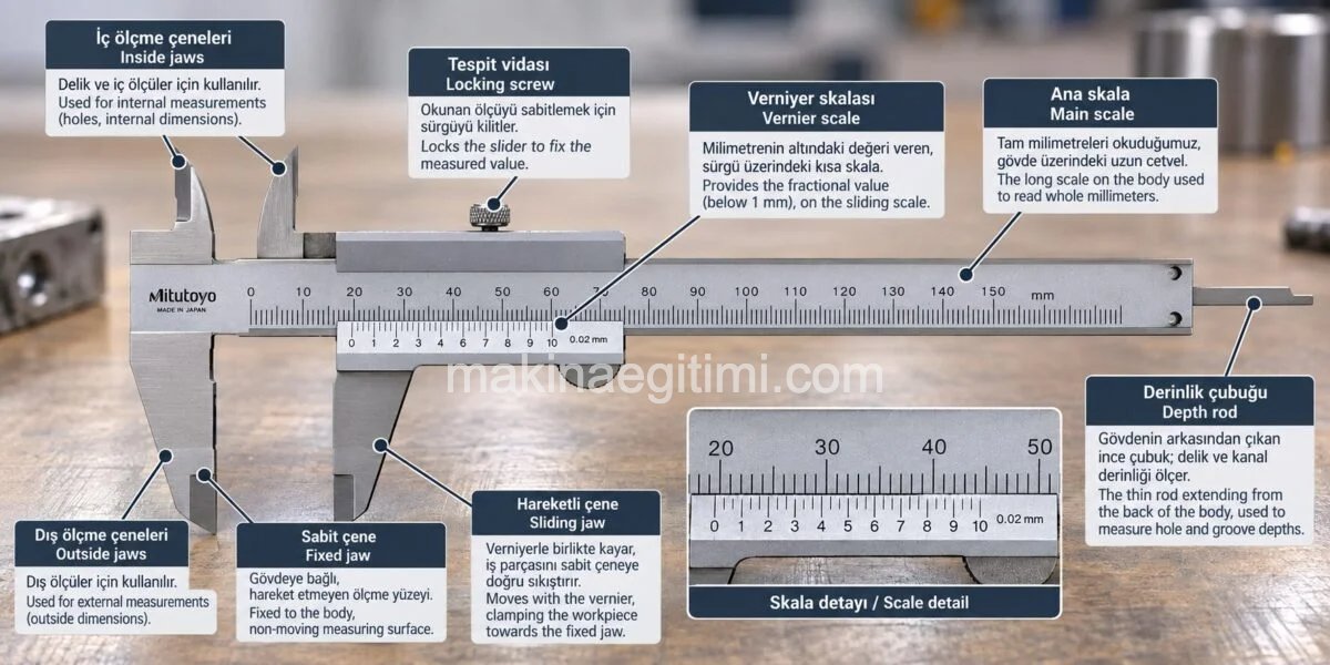 verniyerli kumpasın kısımları