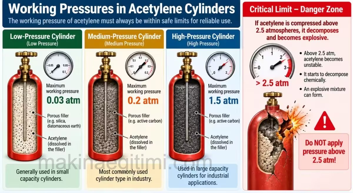 working pressures in acetylene cylinders