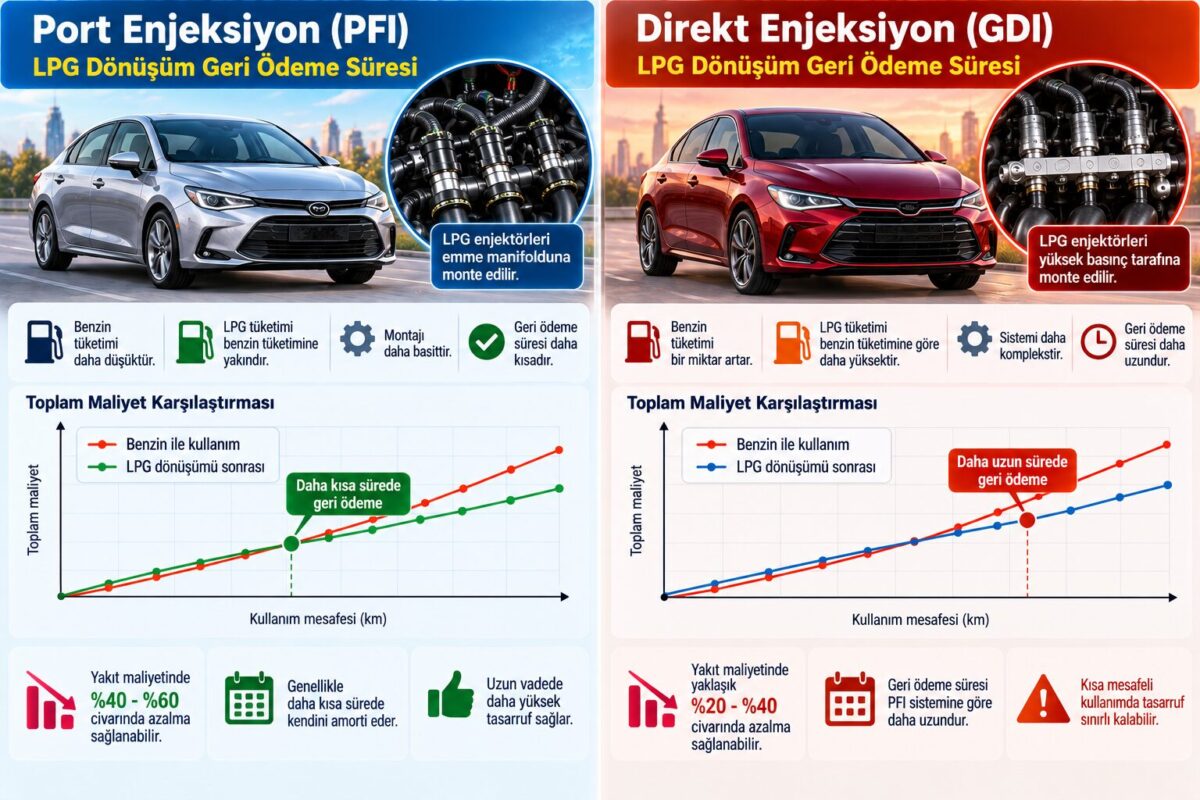 port enjeksiyon ve direkt enjeksiyonda lpg dönüşüm süreleri kıyaslaması